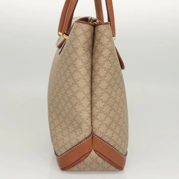 CELINE Macadam Canvas Hand Bag PVC Beige Gold - Picture 4 of 16